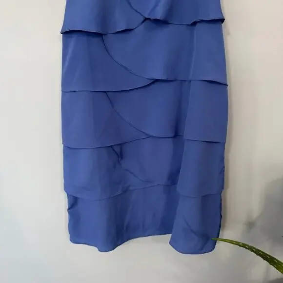 Lush Periwinkle Blue Mini Dress w/ Ruffle Tiers Size Medium - Picture 2 of 7